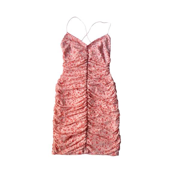 VTG Papaya Y2K Floral Bodycon Mini Dress 2000s M Bratz vibes Paris Hilton style - Picture 3 of 9